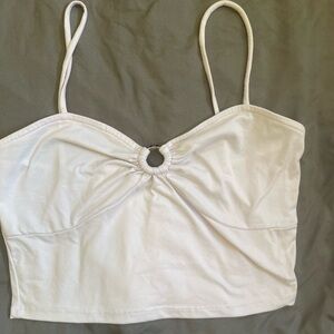 White Crop Top with Ring Detail